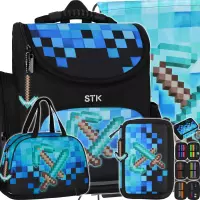 Ilustracja produktu Starpak Zestaw Szkolny 4el. Pixel Blue Tornister 552620 + Worek 552613 + Piórnik 552628 + Torba 552616