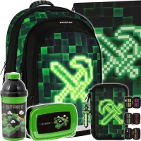 Ilustracja produktu Starpak Zestaw Szkolny 5el. Pixel Green Plecak 533137 + Worek 533139 + Piórnik 533142