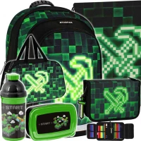 Ilustracja produktu Starpak Zestaw Szkolny 6el. Pixel Green Plecak 533137 + Worek 533139 + Piórnik 533390 + Torba 533140