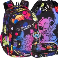 Ilustracja produktu CoolPack Prime Stitch Black Zestaw 3el Plecak F025886 + Piórnik F062886 + Worek F054886