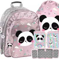 Ilustracja produktu Paso Zestaw Szkolny 3el. Panda Różowy Plecak PP25PB-090 + Piórnik PP25PB-001BW + Worek PP25PB-712