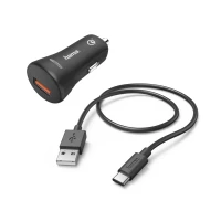 Ilustracja produktu Hama Ładowarka Samochodowa "Qualcomm® Quick Charge™ 3.0" 3A + KABEL Type-C 1,5m