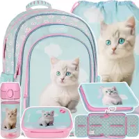 Ilustracja produktu Starpak Zestaw Szkolny 5el. Cuties Kitty Plecak 550875 + Piórnik 550991 + Worek 550816
