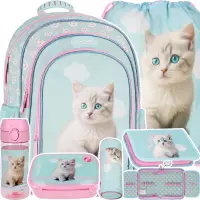 Ilustracja produktu Starpak Zestaw Szkolny 6el. Cuties Kitty Plecak 550875 + Piórnik 550991 + Worek 550816