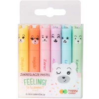 Ilustracja produktu Happy Color Zakreślacze Mini Feelingi Pastel 6 kolorów 038938