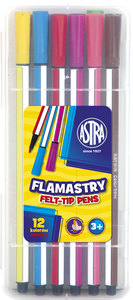 Ilustracja produktu Astra Flamastry Heksagonalne w Plastikowym Pudełku 12 Kolorów 314115001