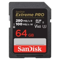 Ilustracja produktu SanDisk Extreme PRO 64GB V60 UHS-II SD, 280/100MB/s,V60,C10,UHS-II