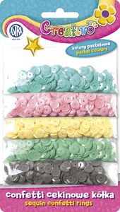 Ilustracja produktu Astra Confetti Cekin Kółka 5 Kolorów Pastelowe