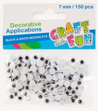 Ilustracja produktu Craft With Fun Ozdoby dekoracyjne samoprzylepne Oczy 7 mm