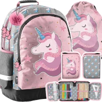Ilustracja produktu Paso Zestaw Szkolny 3el. Unicorn Plecak PP22JE-116 + Piórnik PP22JE-001 + Worek PP22JE-712