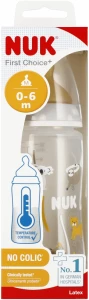 Ilustracja produktu Nuk Butelka z Wskaźnikiem temp. 300ml 0-6m First Choice+ Popielata 529011