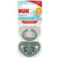 Ilustracja produktu Nuk Smoczek Uspokajający Silikonowy 0-6m Signature Zielony 2szt 540798