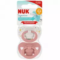 Ilustracja produktu Nuk Smoczek Uspokajający Signature Silikonowy 0-6m Różowy 2szt 540799