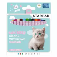 Ilustracja produktu Starpak Kredki Woskowe 12 Kolorów Cuties Kitty 559671