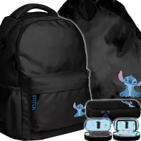 Ilustracja produktu BeUniq Zestaw Szkolny 3el. Stitch Czarny Plecak DS25HH-2705 + Worek DS25HH-714 + Piórnik DS25HH-013