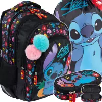 Ilustracja produktu St.Majewski Zestaw Szkolny 3el. BPL-58 Stitch Black Aloha 679865 + Worek 679872 + Piórnik 679834