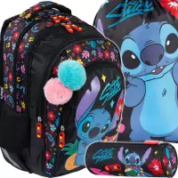 Ilustracja produktu St.Majewski Zestaw Szkolny 3el. BPL-58 Stitch Black Aloha 679865 + Worek 679872 + Piórnik 686290