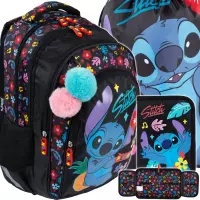 Ilustracja produktu St.Majewski Zestaw Szkolny 3el. BPL-58 Stitch Black Aloha 679865 + Worek 679872 + Piórnik 679841
