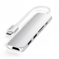 Ilustracja produktu Satechi Aluminium Adapter Slim v2 - Aluminiowy Adapter Podróżny do Urządzeń Mobilnych USB-C Silver