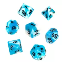Ilustracja produktu Komplet kości REBEL RPG - Dwukolorowe - Błękitno-białe