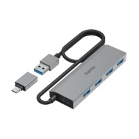 Ilustracja produktu Hama USB Hub, 4 Ports, USB 3.2 Gen 1, 5 Gbit/s, incl. USB-C Adapter and PSU
