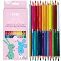 Ilustracja produktu Interdruk Kredki Ołówkowe Dwustronne 12/24 kolory BEBE Kids Różowe 327093