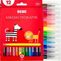 Ilustracja produktu Interdruk Mazaki Trójkątne 12 kolorów BB Kids Czerwone 259905