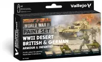 Ilustracja produktu Vallejo: 70.208 - Model Color - WWII Desert British & German Armour & Infantry (6 x 18 ml)