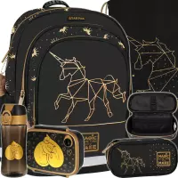 Ilustracja produktu Starpak Zestaw 5el. Gold Unicorn Plecak 486094 + Worek 529469 + Piórnik 486101 + 558660 + 558652 + 558654