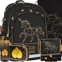 Ilustracja produktu Starpak Zestaw 5el. Gold Unicorn Plecak 486094 + Worek 529469 + Piórnik 531578 + 558660 + 558652 + 558654