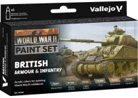 Ilustracja produktu Vallejo: 70.204 - Model Color - WWII British Armour & Infantry (6 x 18 ml)
