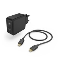 Ilustracja produktu Hama Ładowarka Sieciowa USB Type-C Gniazdo (PD) 3A 18W Czarna + Kabel Type-C