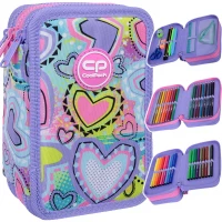 Ilustracja produktu CoolPack Jumper 3 Piórnik Trzykomorowy Z Wyposażeniem Pastel Heart F067832