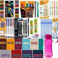 Ilustracja produktu BIC Wyprawka Szkolna + Interdruk 10 Zeszytów Tematycznych Gratis Bidon Fiorina Różowy 430 ml
