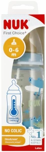 Ilustracja Nuk Butelka z Wskaźnikiem temp. 300ml 0-6m First Choice+ Niebieska 528759