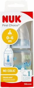 Ilustracja produktu Nuk Butelka z Wskaźnikiem temp. 150ml 0-6m First Choice+ Niebieska 527892