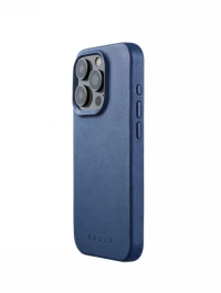Ilustracja Mujjo Full Leather Case - etui skórzane do iPhone 15 Pro kompatybilne z MagSafe (monaco blue)