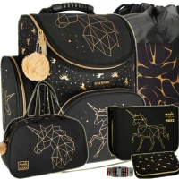 Ilustracja produktu Starpak Zestaw Szkolny 4el. Gold Unicorn Tornister 506705 + Piórnik 486099 + Worek 485934 + Torba 511375