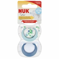 Ilustracja produktu Nuk Smoczek Uspokajający Silikonowy 0-6m Star Ptaszek 2szt 541398