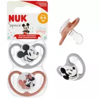 Ilustracja produktu Nuk Smoczek Uspokajający Space Silikonowy 0-6m  Disney Miki i Minie 2szt. 541402
