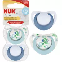 Ilustracja produktu Nuk Smoczek Uspokajający Silikonowy 6-18m Star Ptaszek 2szt 541398