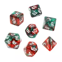 Ilustracja produktu Komplet kości REBEL RPG - Dwukolorowe - Czerwono-zielone
