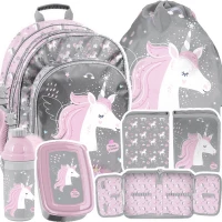 Ilustracja Paso Zestaw Szkolny 5el. Unicorn Plecak PP24JR-090 + Piórnik PP24JR-P001BW + Worek PP24JR-712 