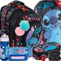 Ilustracja produktu St.Majewski Zestaw Szkolny 5el. BPL-58 Stitch Black Aloha 679865 + Worek 679872 + Piórnik 679834 + STLO9913 + STLO9903