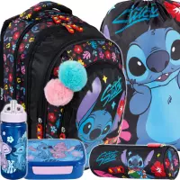 Ilustracja produktu St.Majewski Zestaw Szkolny 5el. BPL-58 Stitch Black Aloha 679865 + Worek 679872 + Piórnik 686290 + STLO9913 + STLO9903