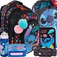 Ilustracja produktu St.Majewski Zestaw Szkolny 5el. BPL-58 Stitch Black Aloha 679865 + Worek 679872 + Piórnik 679841 + STLO9913 + STLO9903