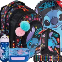 Ilustracja produktu St.Majewski Zestaw Szkolny 5el. BPL-58 Stitch Black Aloha 679865 + Worek 679872 + Piórnik 679889 + STLO9913 + STLO9903