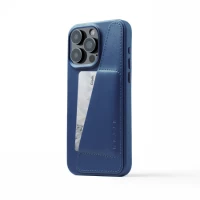 Ilustracja produktu Mujjo Full Leather Wallet Case - etui skórzane do iPhone 15 Pro Max kompatybilne z MagSafe (monaco blue)