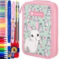 Ilustracja produktu AstraBag Piórnik AC2 Dwukomorowy Lovely Bunny 503022048 z Wyposażeniem 602121003