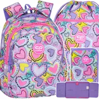 Ilustracja produktu CoolPack Zestaw Szkolny Pastel Hearts 3el. Plecak F029832 + Piórnik F076832 + Worek F070832